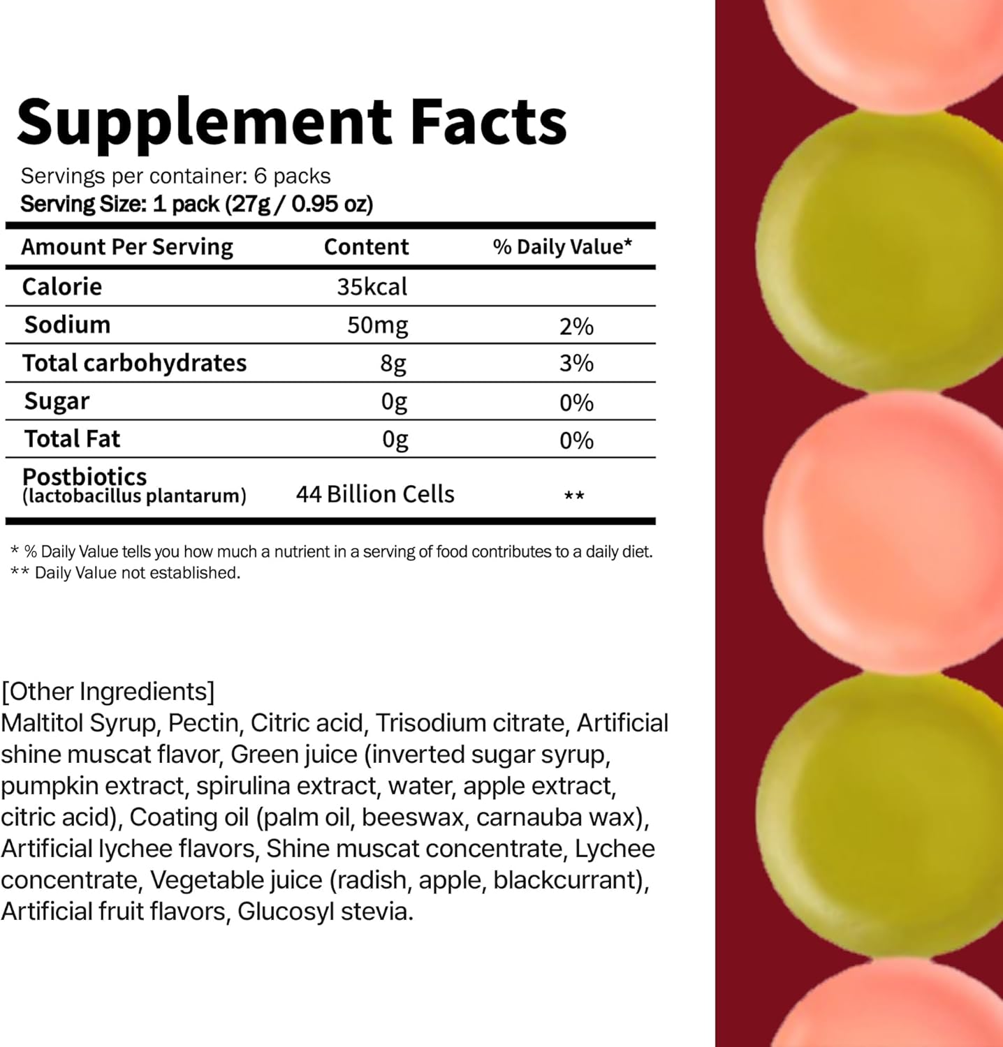 Reboot Probiotic Jelly | 44 Billion CFU Gummies | Vegan, Sugar-Free, Shelf-Stable | Chewable Lychee & Muscat Grape Flavor | 48 Pouches for Gut Health