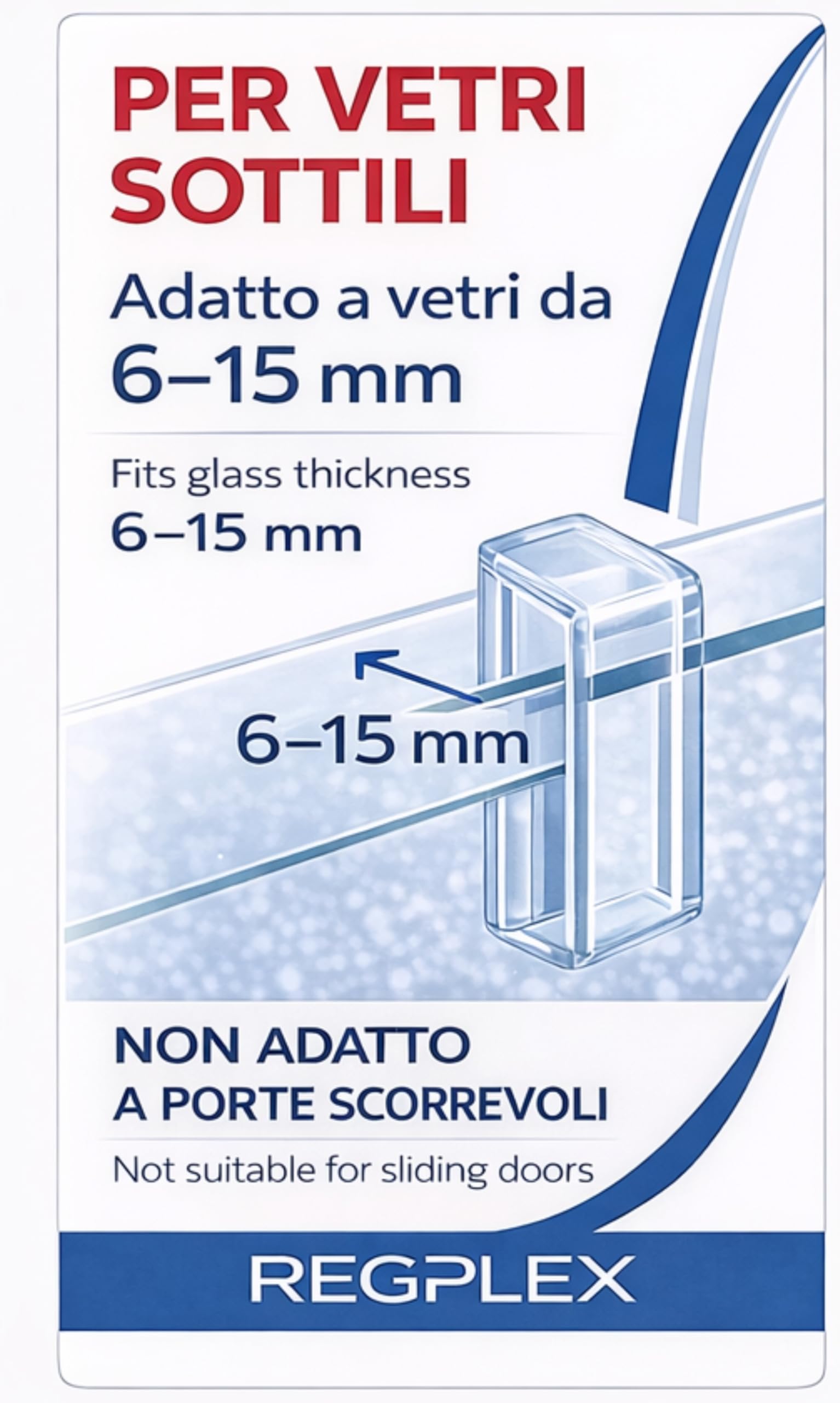REGPLEX Porta Shampoo da Doccia in Plexiglass - Installazione Facile senza Forare, Adatto per Box Doccia da 6 fino a 40mm Vedi Varianti - Design Monoblocco, Made in Italy (Spessore Vetro 6-15mm)