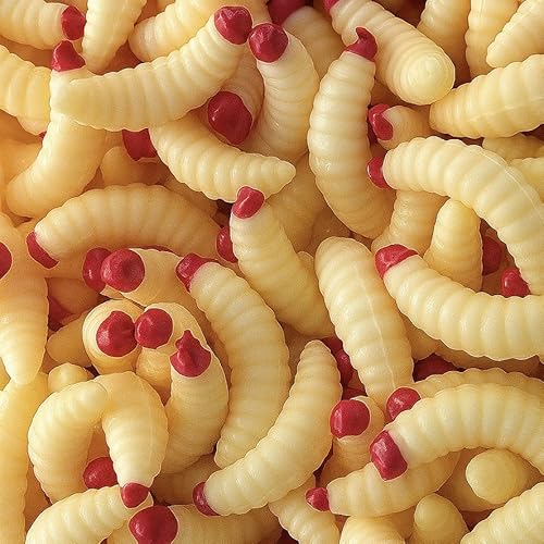 Waxworms & Fake Maggots – Realistic Soft Fishing Lures for Crappie, Trout, Panfish, Bluegill & Perch – Artificial Worms for 1/64–1/80 oz Jig Heads or Floats (50 Pack)