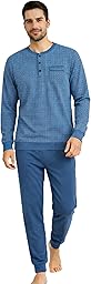 Intimitaly Vanuè - Pigiama Uomo Cotone Lungo 100%, Maglia Maniche Lunghe e Pantalone, Leggero e Traspirante, Primavera Estate