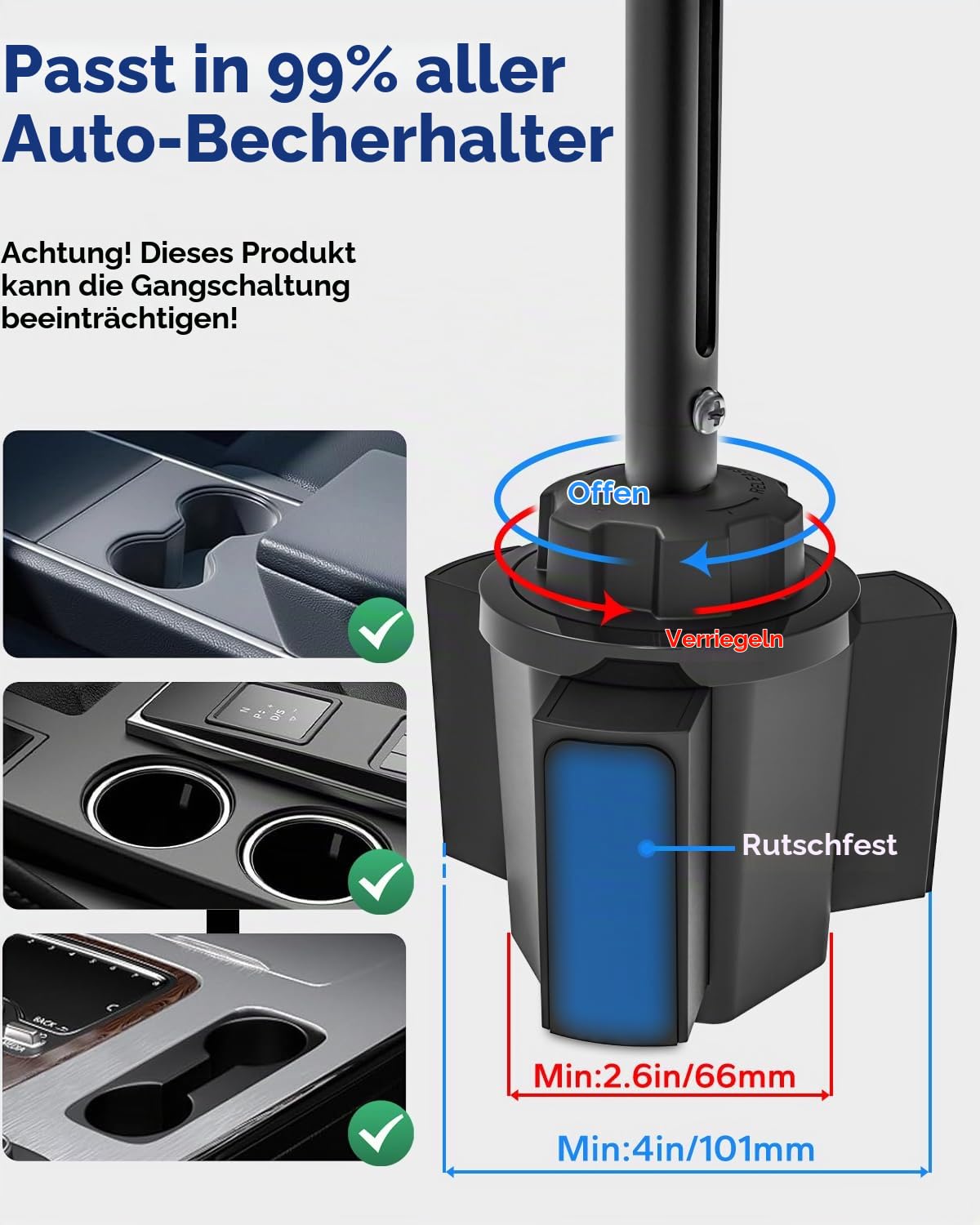 GDZN Tablet Halterung für Auto Getränkehalter, [Höhenverstellbar] PKW LKW Becherhalter iPad Halterung mit Metall Teleskopierbar Arm für iPad Pro 12.9, Samsung Tabs, Fire, iPhone, 4.7-15.6" Geräte