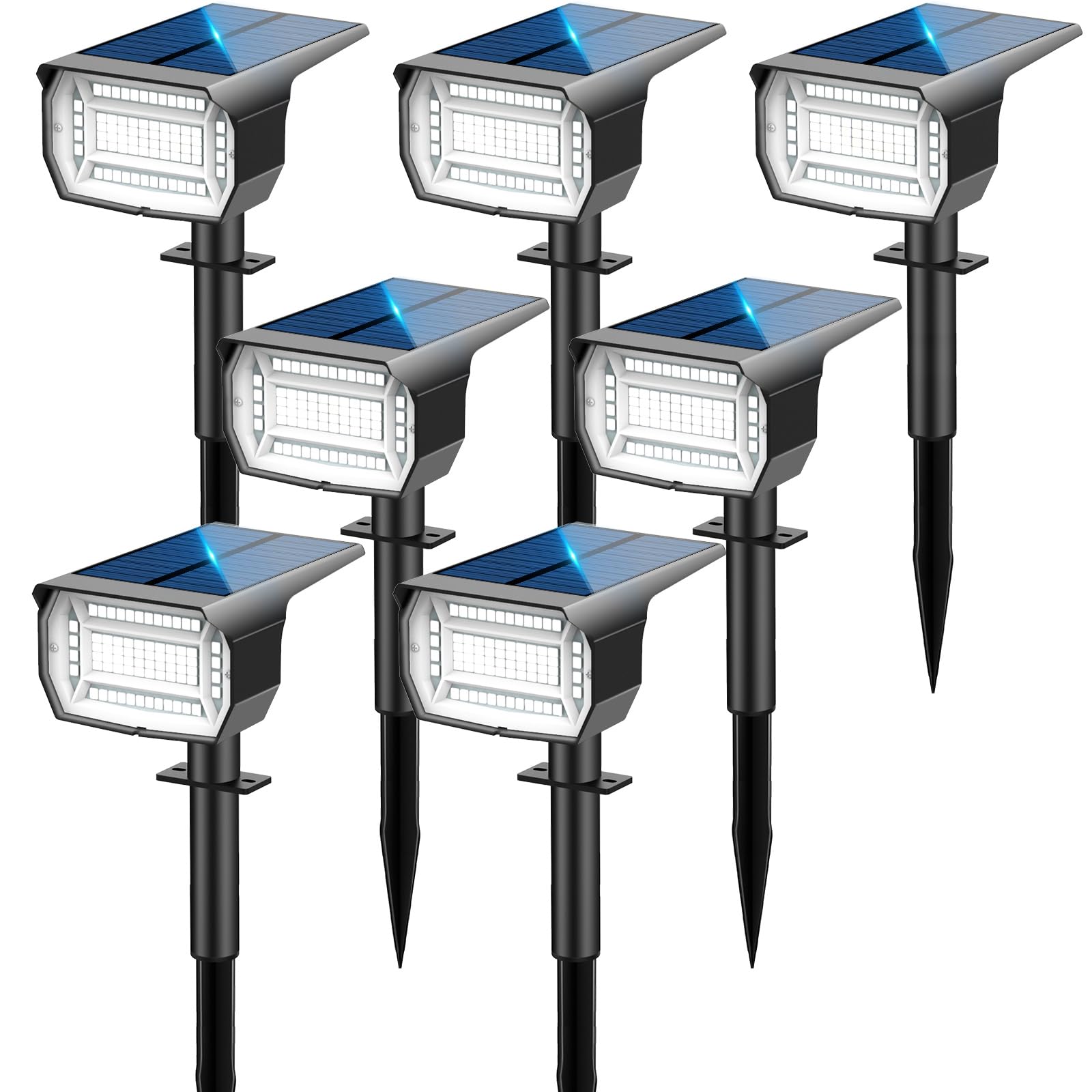 LOTMOS 7Pcs Solar Landscape Spotlights, 72 LED 3 Modes IP67 Waterproof Spot Lights Outdoor, Auto ON/Off Dusk Till Dawn Uplighters for Garden, Yard, Driveway, Pathway
