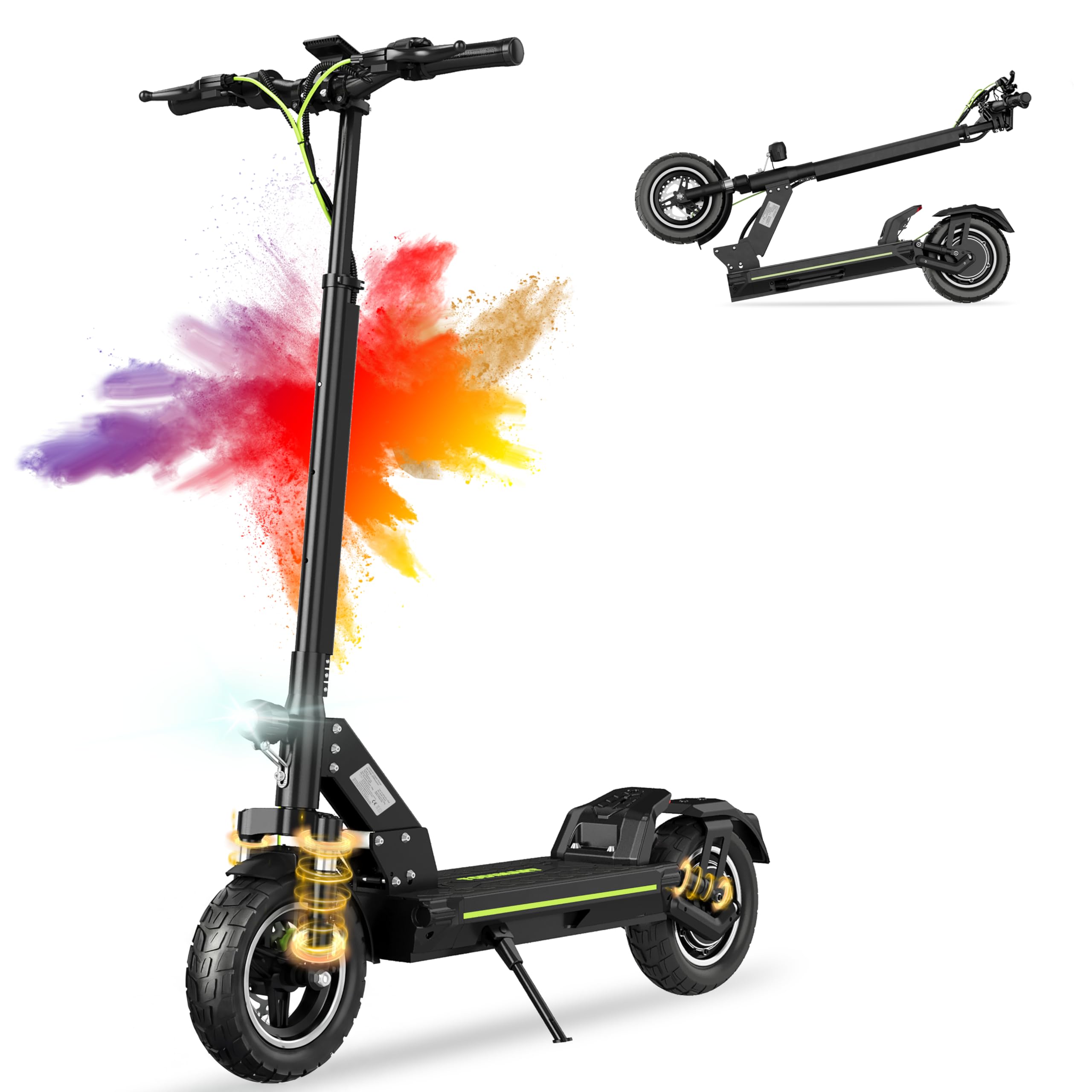 TODIMART D6 Trottinette Électrique Adulte, Autonomie 50–55 km, Batterie 48V 13Ah, Moteur 500W (800W Max), Pliable, Puissante, Double Suspension, Tout-Terrain, Ultra Légère, Scooter Electrique Adulte