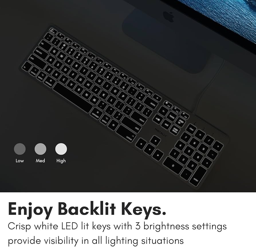 Amazon.com: Macally Backlit Wired Keyboard for Mac | Compatible