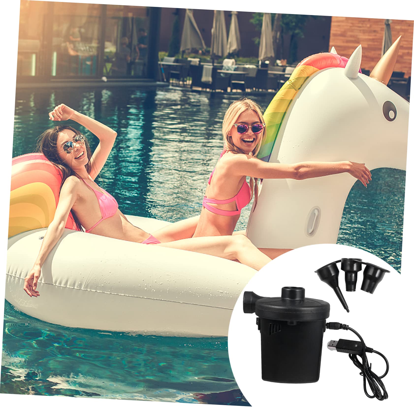 Pompe Rechargeable Portable USB pour Matelas Pneumatique Noir