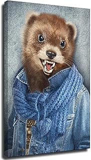 Poster e stampe su tela astratte di arte nordica giraffa animali in abiti da lavoratore, quadri astratti su tela da parete per camera da letto Frame-style1 60 x 90 cm