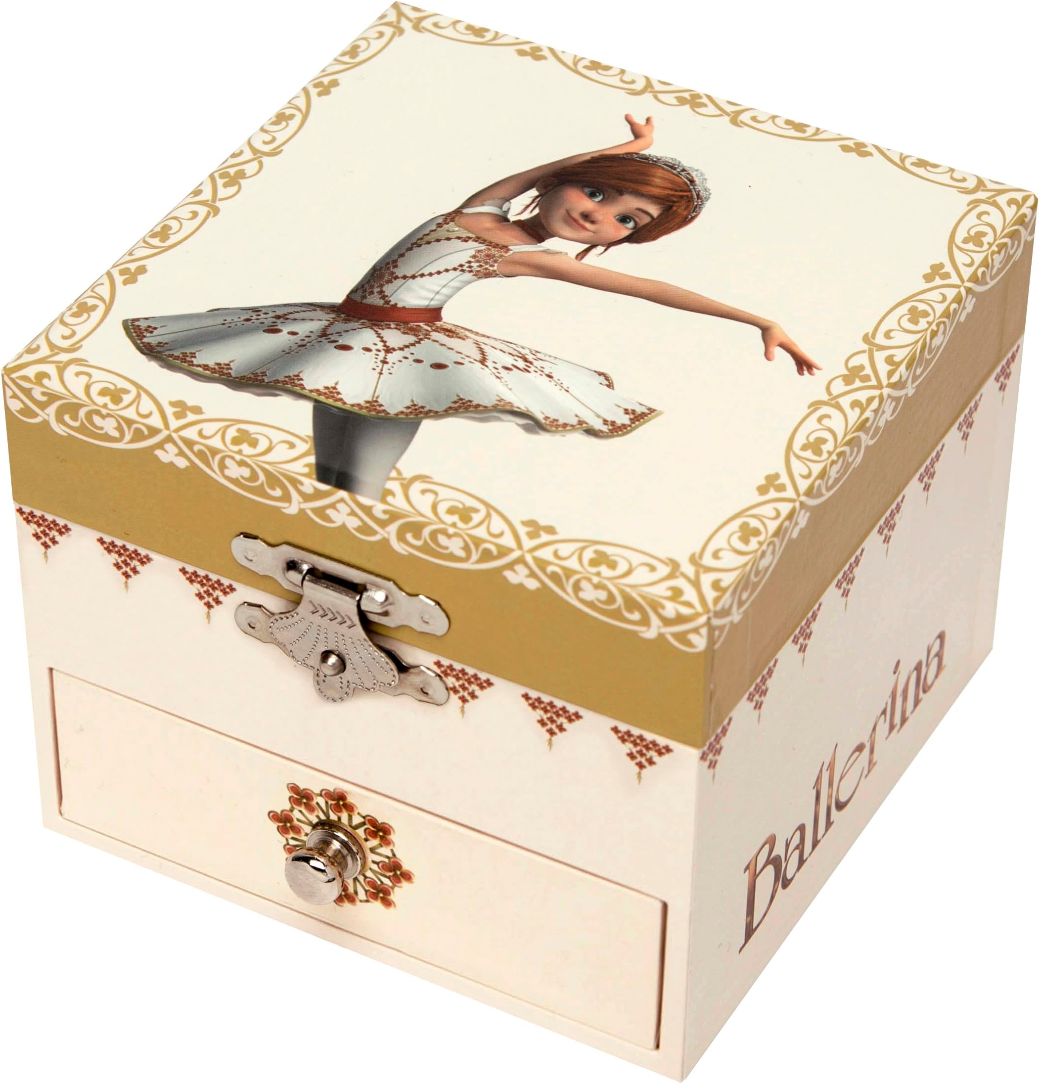 Ballerina. le Film - Musical Jewellery Box - Ideal Gift for Girls - Glow in the Dark - Swan Lake Music - Ivory Colour