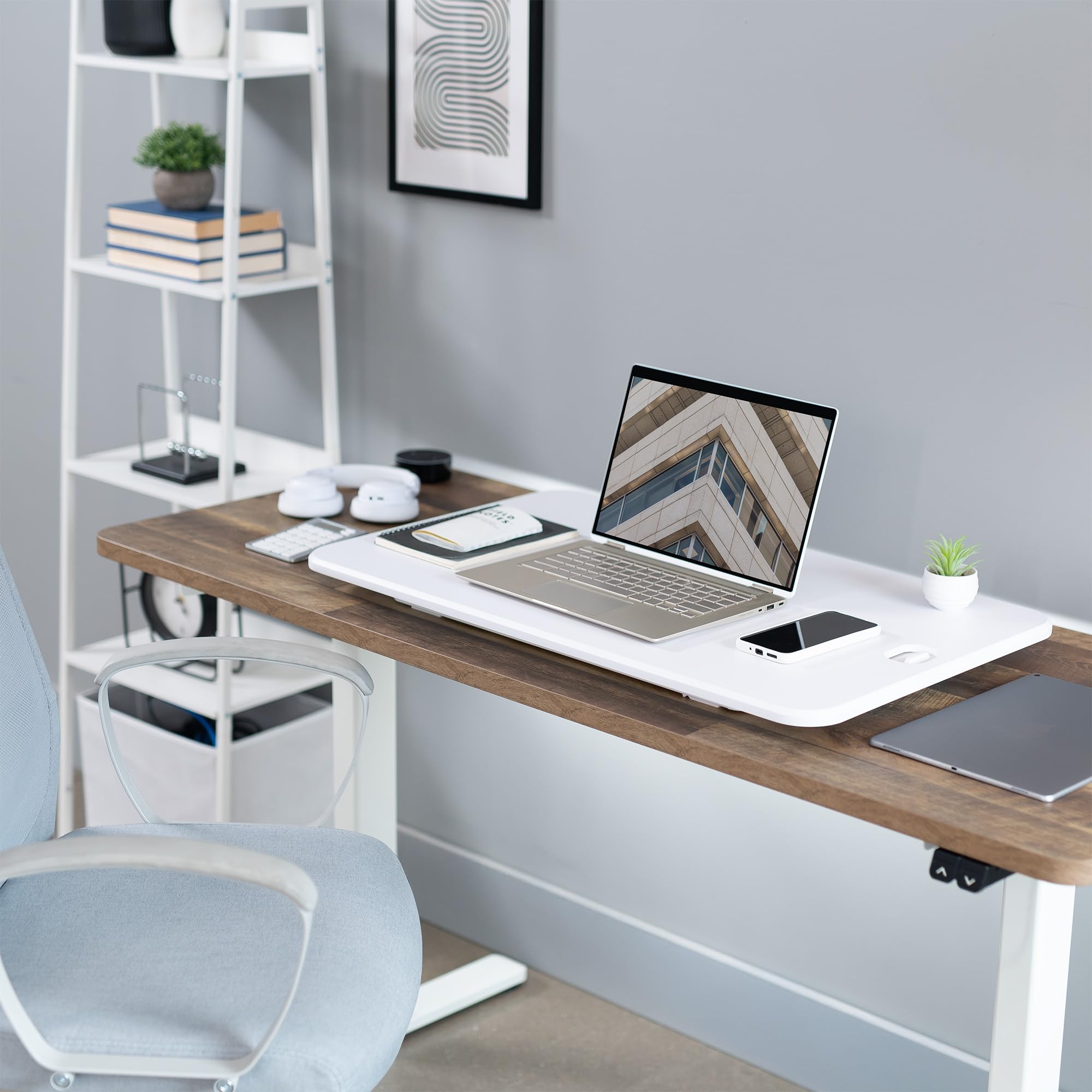 VIVO Ultra-Slim 32 Inch Single Top Height Adjustable Standing Desk Riser Compact Sit Stand Desktop Converter for Monitor — view 6