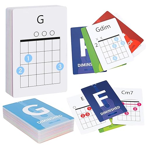 Guitar Chords Flash Cards, 56 Chord Cards, Guitar Notes- Learn