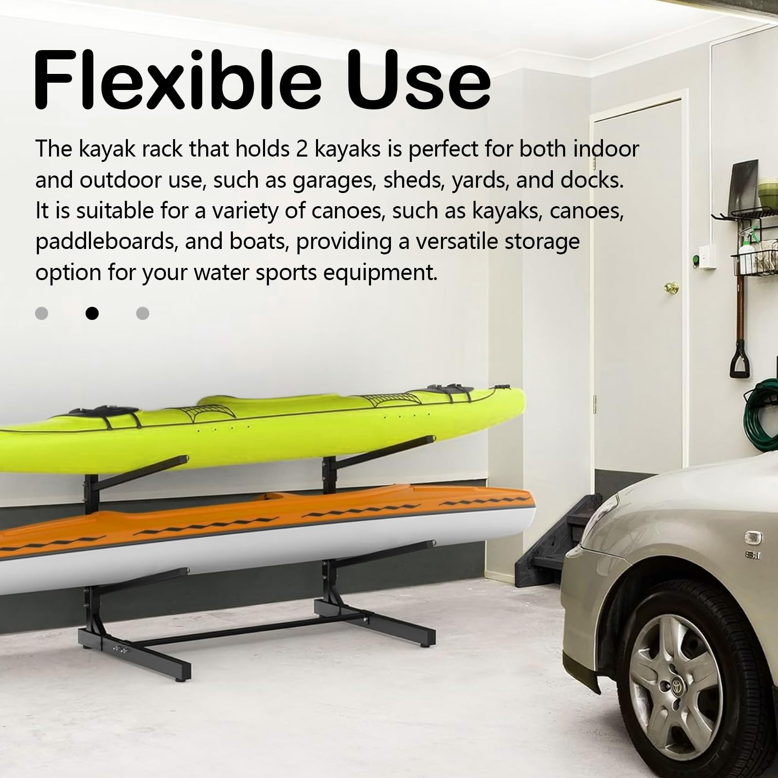 Soporte para Kayak Independiente, Soporte para 2 Kayaks Estante de Almacenamiento Soporte para Kayak Independiente Accesorios para Kayak Estante para Canoas a Prueba de lluvia y a Prueba de Viento