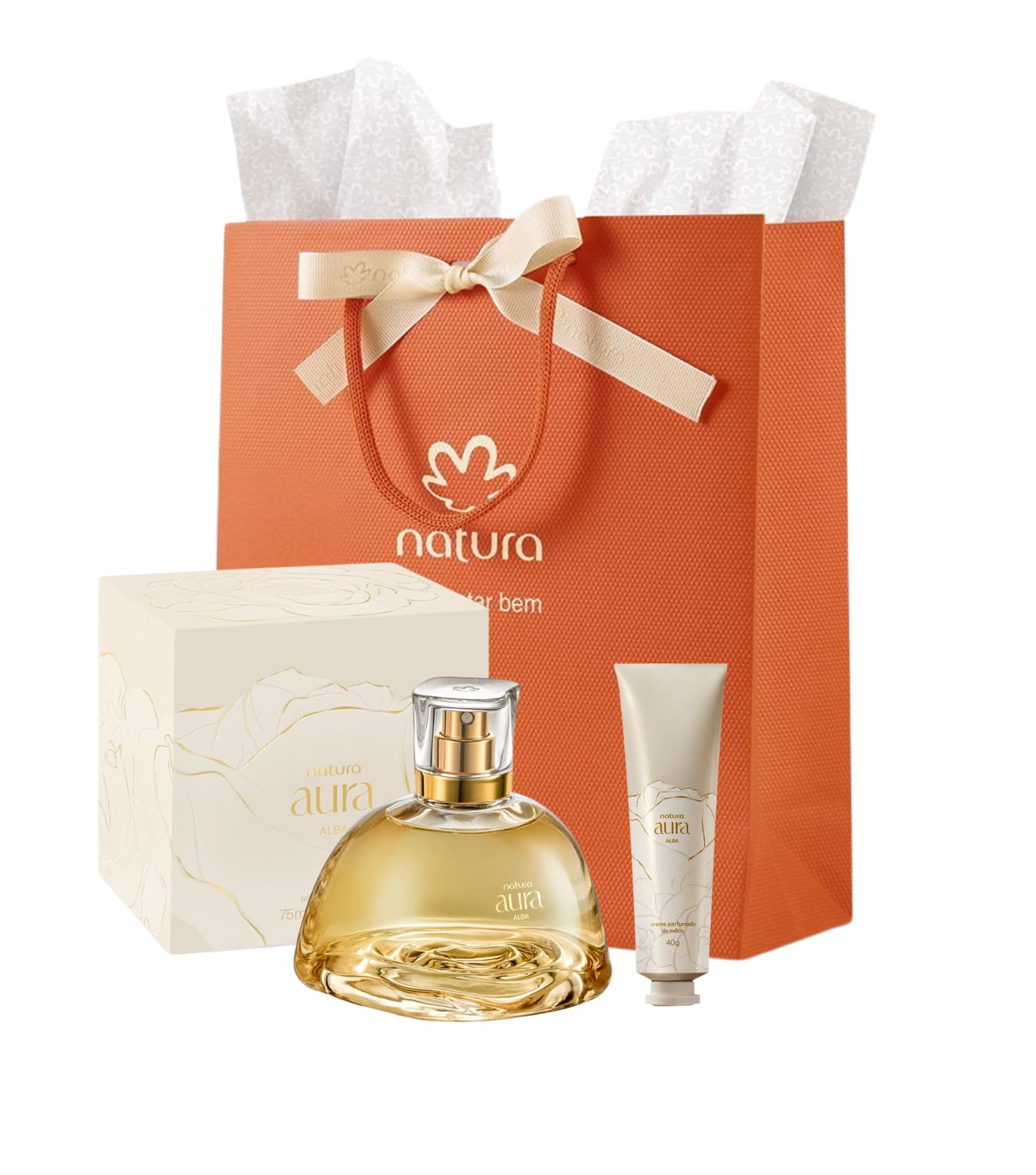 Presente Natura Aura Alba (Perfume + Creme para Mãos + Sacola
