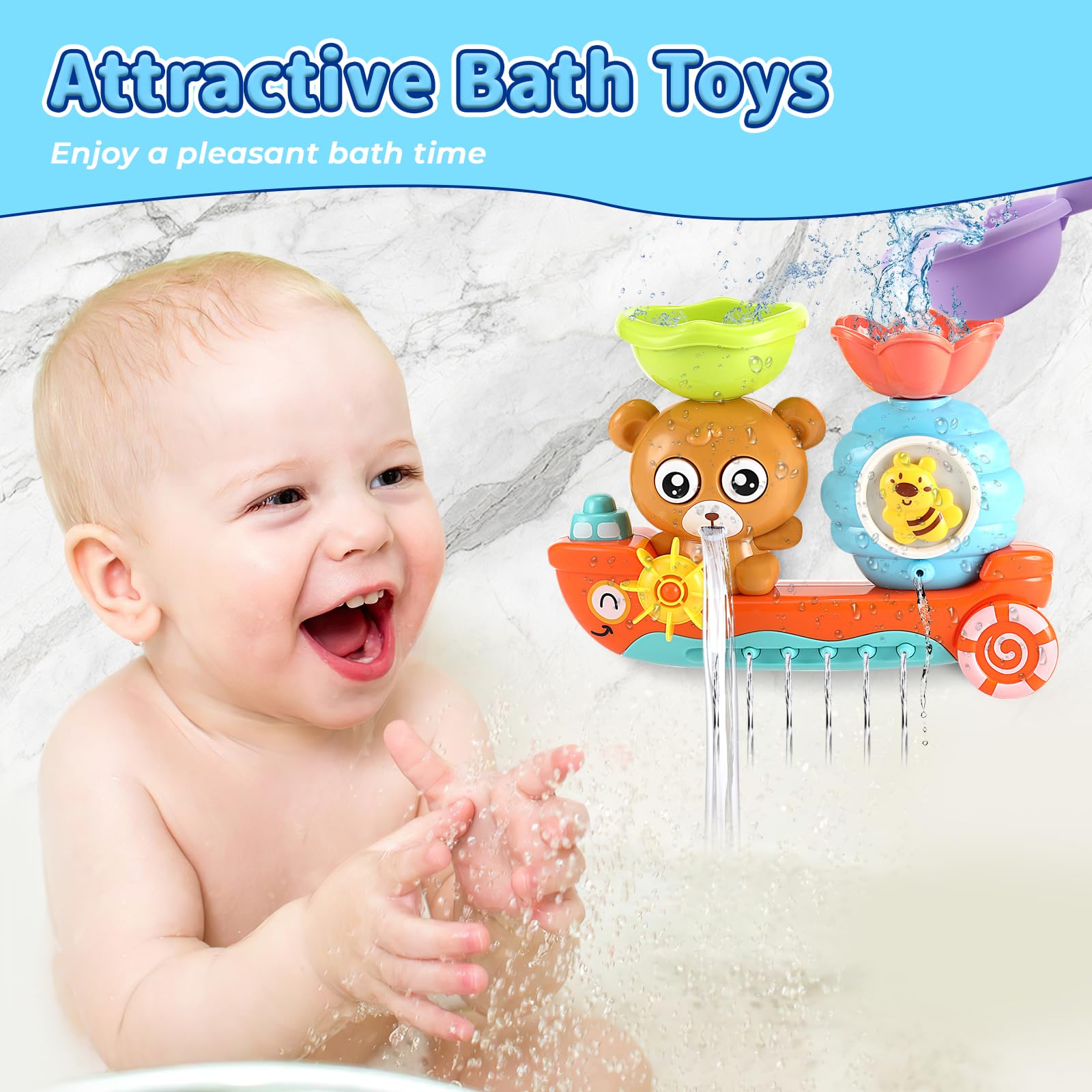 Giocattoli Da Bagnetto Per Bambini 1-3 Anni - Orso E Ape Con Ventosa E Pala | Giochi Educativi E Divertenti - Foto 6