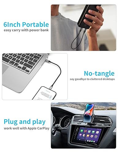 Miniatura 10 de Paquete de 2 cables USB C a Lightning de 2 pies, certificado Apple MFi, cargador USB C para iPhone, carga rápida, cable trenzado de nailon tipo C a