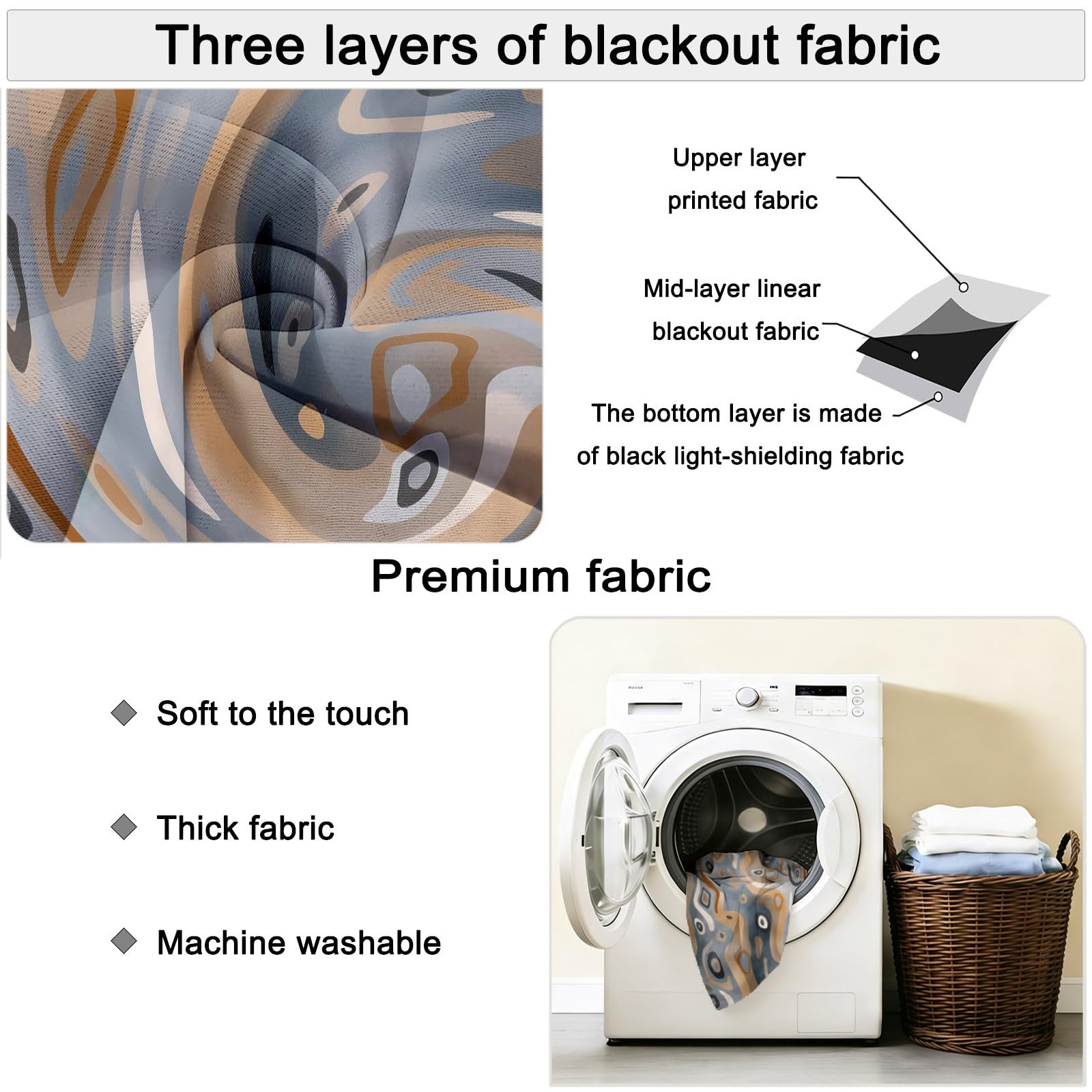 Rideaux Occultants Isolants Anti-Froid 91.5L X 160H cm (2 Panneaux), Design Géométrie Tribale Traditionnelle, Tenture à Œillets Opaque pour Salon et Chambre, Gris-Bleu Brun
