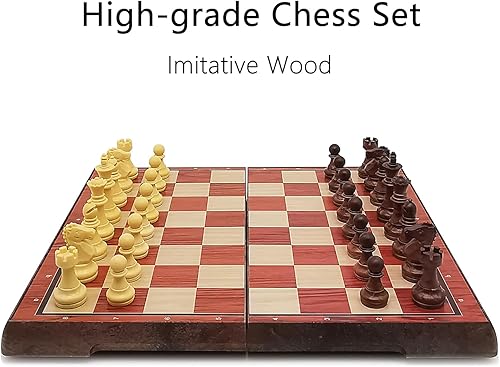 Miniatura 2 de Juego de ajedrez magnético de viaje de 11 x 9.6 pulgadas, mini tablero de ajedrez portátil para adultos y niños, piezas de madera y plástico,