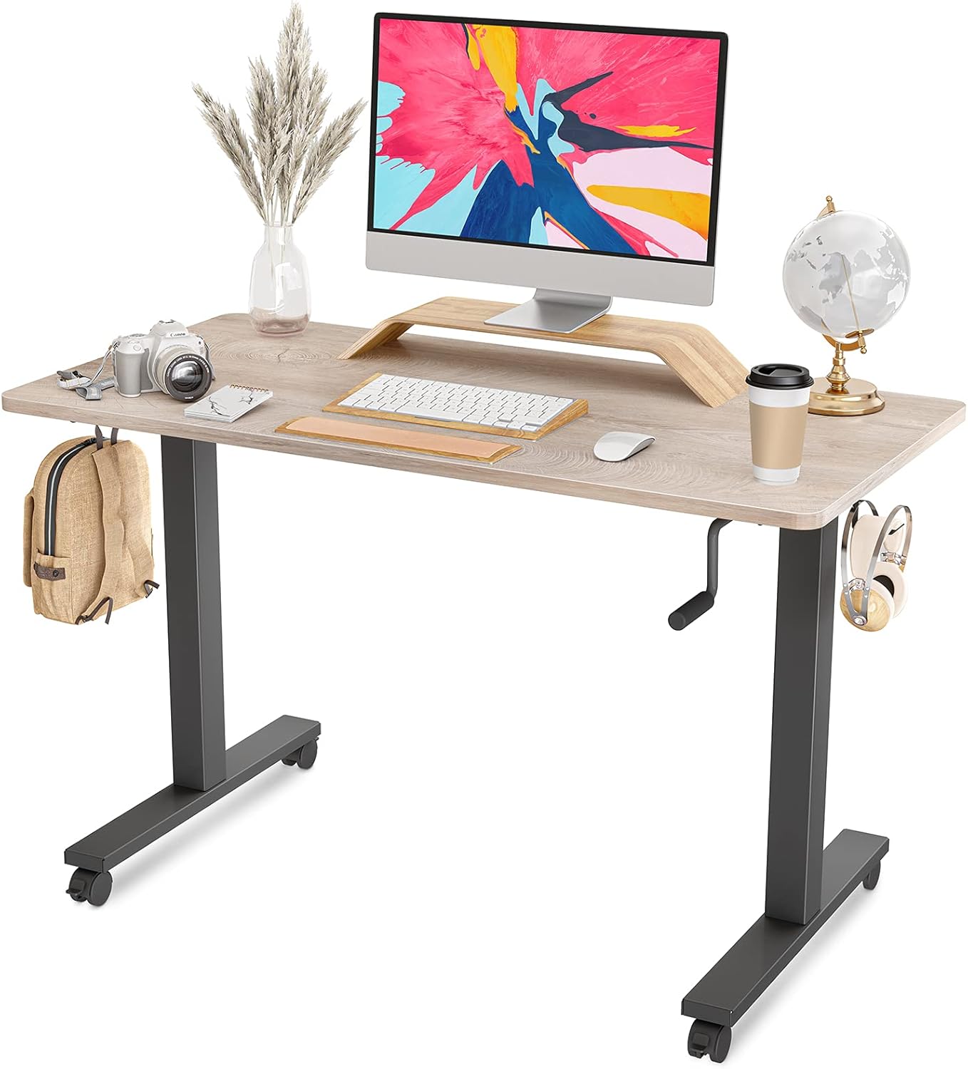 FAMISKY Crank Adjustable Height Standing Desk, 40 x 24