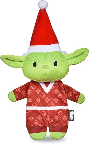 Star Wars Juguete para mascotas de 9 pulgadas YODA Elf con cuerpo plano para mascotas, con arruga y chirrido Juguete para mascotas YODA de felpa de