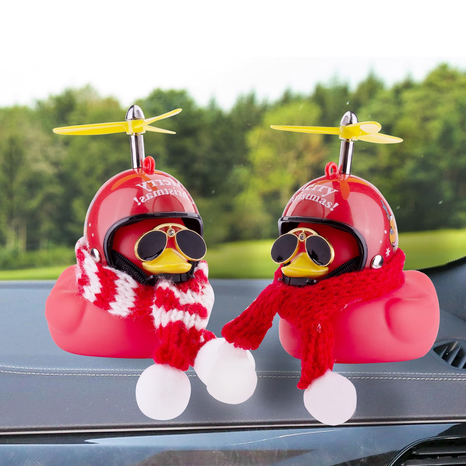 Christmas Rubber Duck Car Ornaments Yellow Duck Car Dashboard