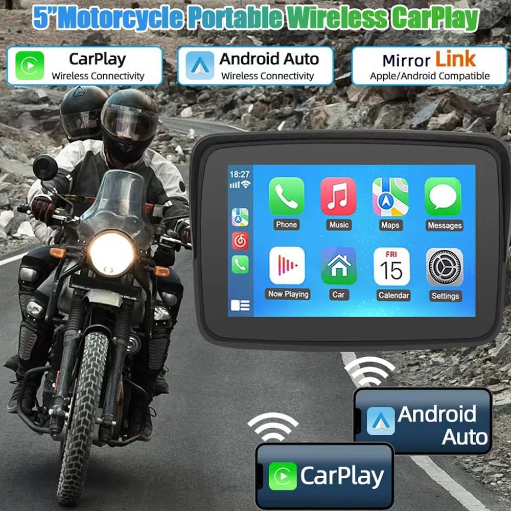 K750 - Navegador GPS para moto con auriculares Bluetooth, llamadas y mapas, sistema Carplay/Android para coche, tarjeta TF para música/películas y toma USB para manillar