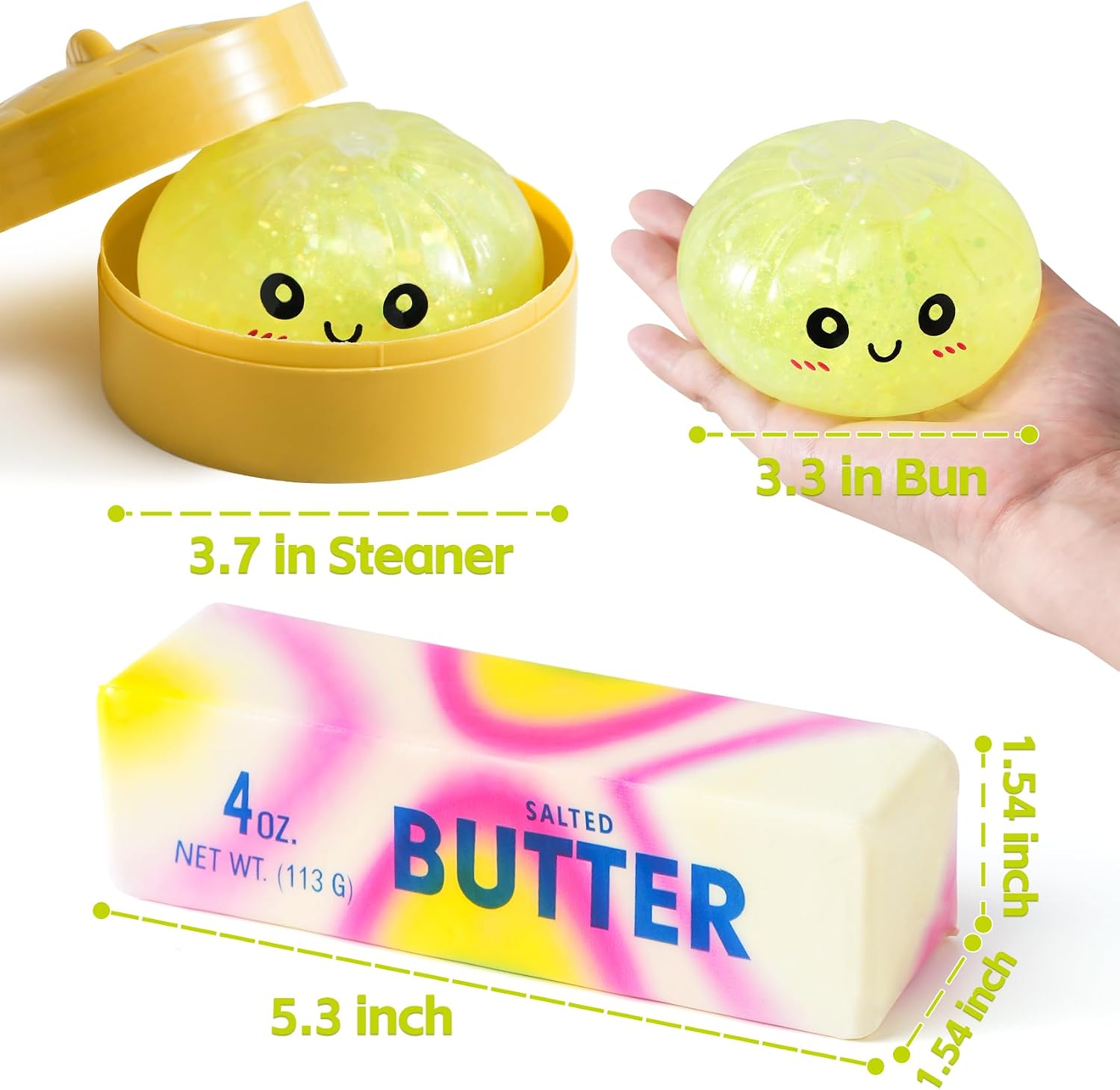 Butter Squishy 2 Packs , Squeeze Fidget Toys Slow Rising Squishies Stress Balls for Anxiety Relief, Party Favors Gifts for Kids & Adults