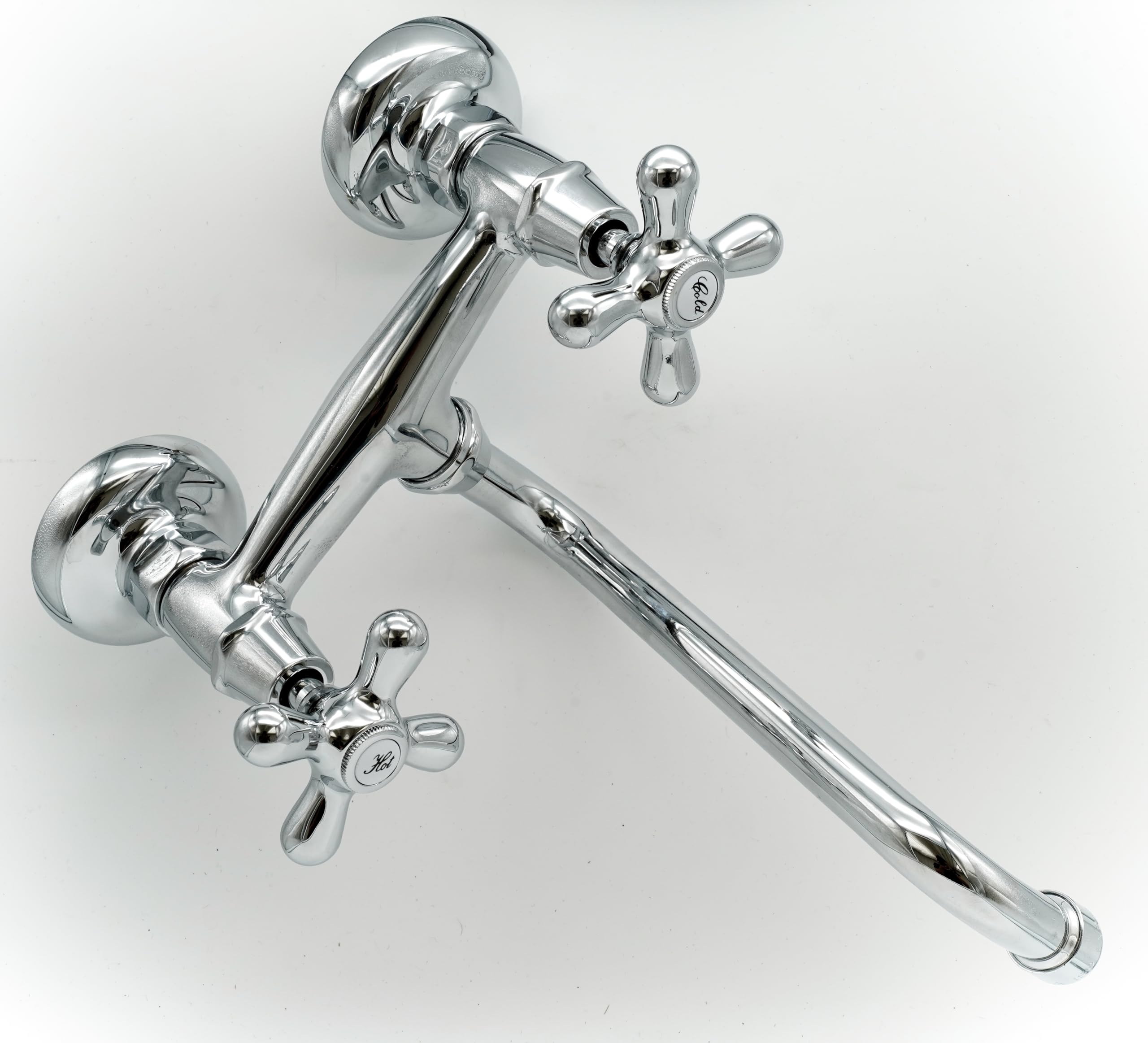 L'ARTISTICA F.LLI PERINCIOLI | Gruppo Lavello a Parete Erogazione a Snodo Inferiore a Tubo Cromato, Gruppo Lavello in Ottone per Lavandini da Esterno ed Interno, 235x150±20mm