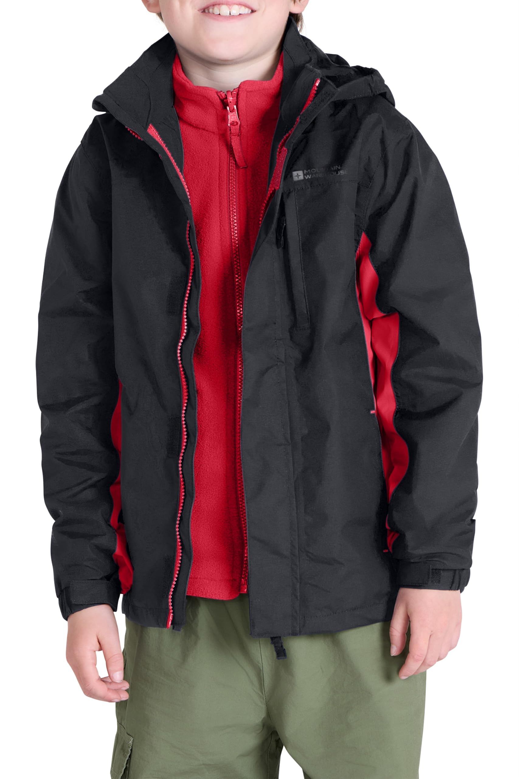 Mountain Warehouse Veste imperméable 3-en-1 Cannonball pour Enfant - Respirante - Coutures étanchées, Capuche Amovible, col doublé en Tricot - Marche et randonnée, Hiver