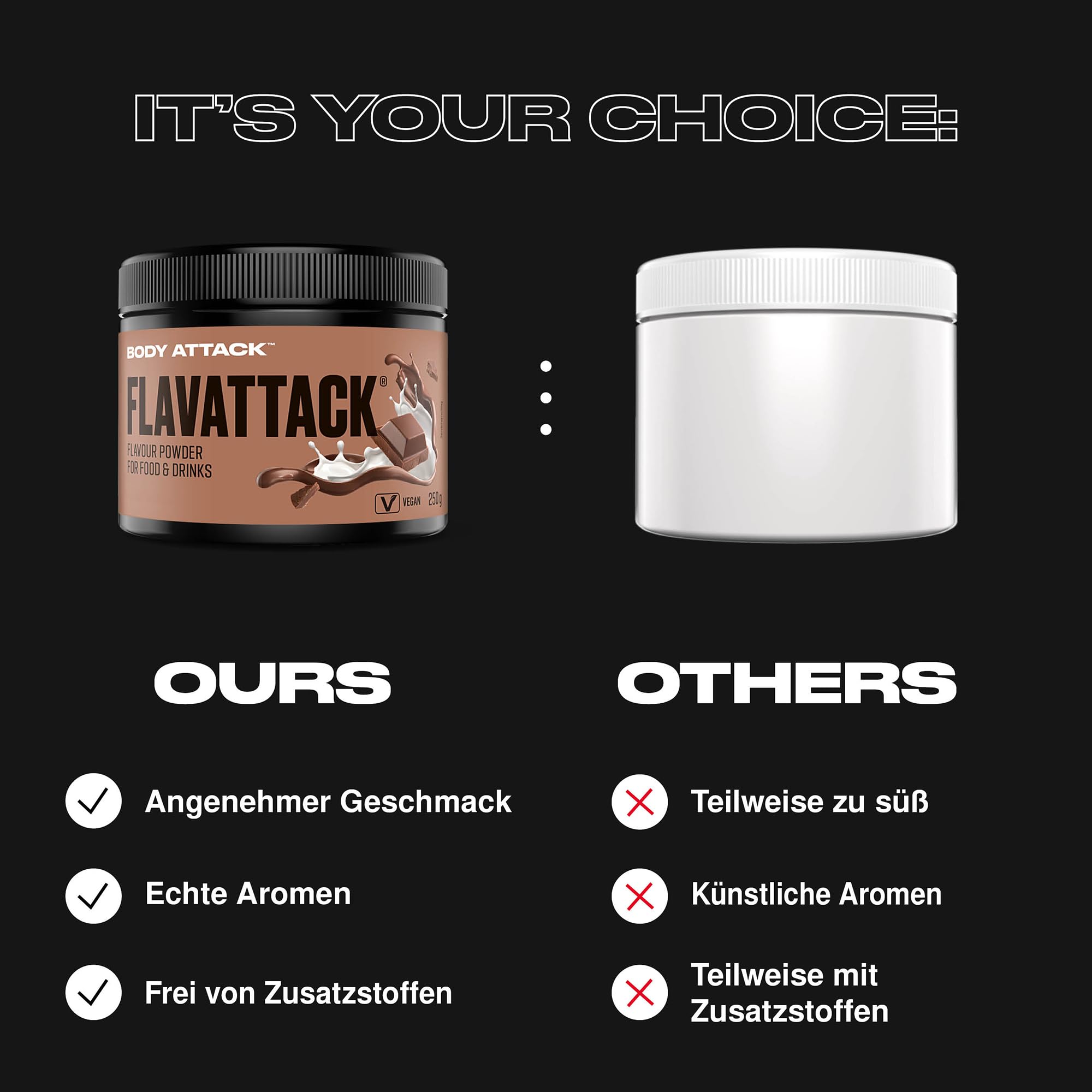 Body Attack FlavTASTIC® Vanilla Dream 250g / 83 raciones - sabor intensivo en polvo para caliente y frío y para hornear, vegano, sin aceite de palma ni aspartamo, Made in Germany