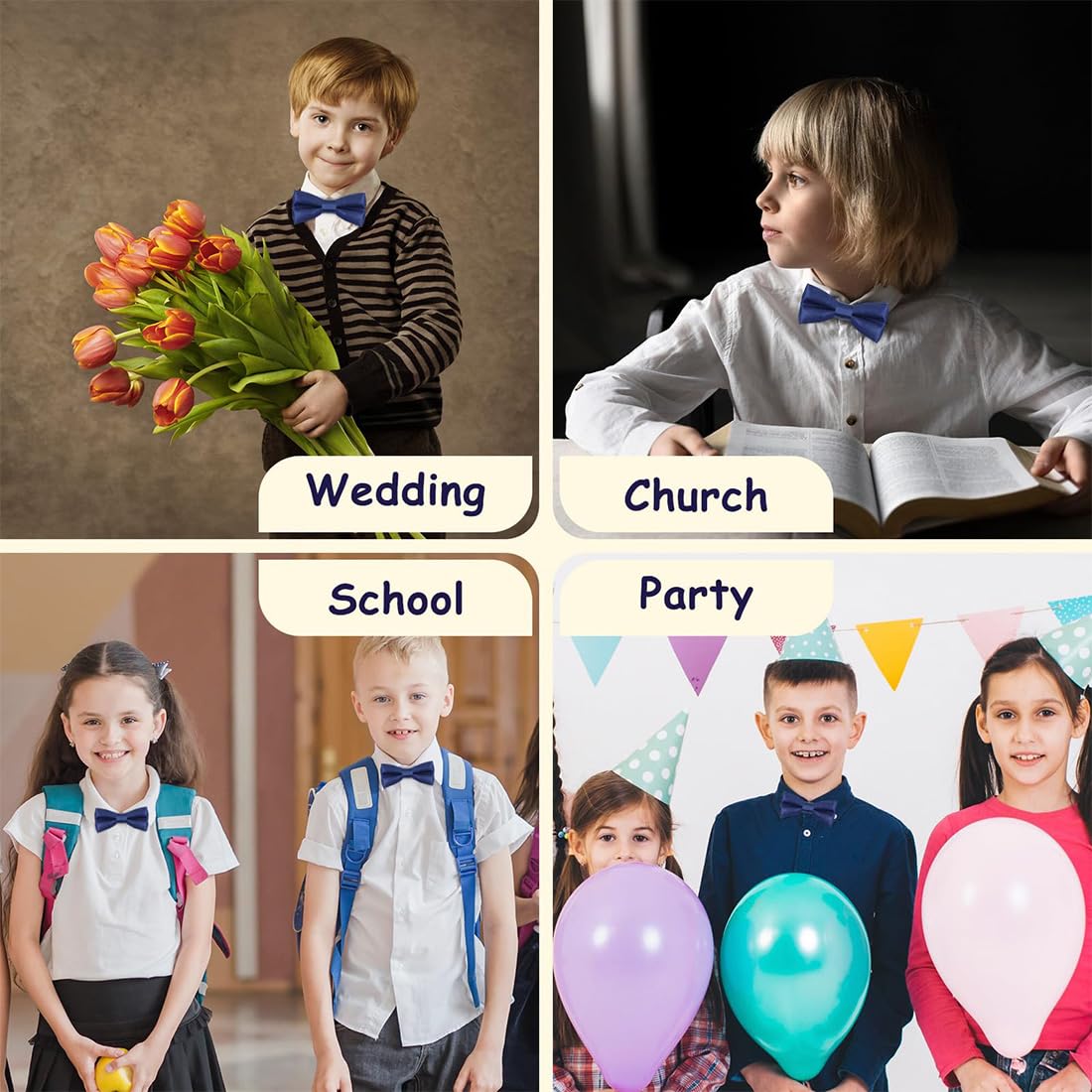Corbata para Niños, Pajarita y Corbata Pre-Atada Ajustables de Seda para Graduaciones y Bodas,¡Ideal para cualquier ocasión especial
