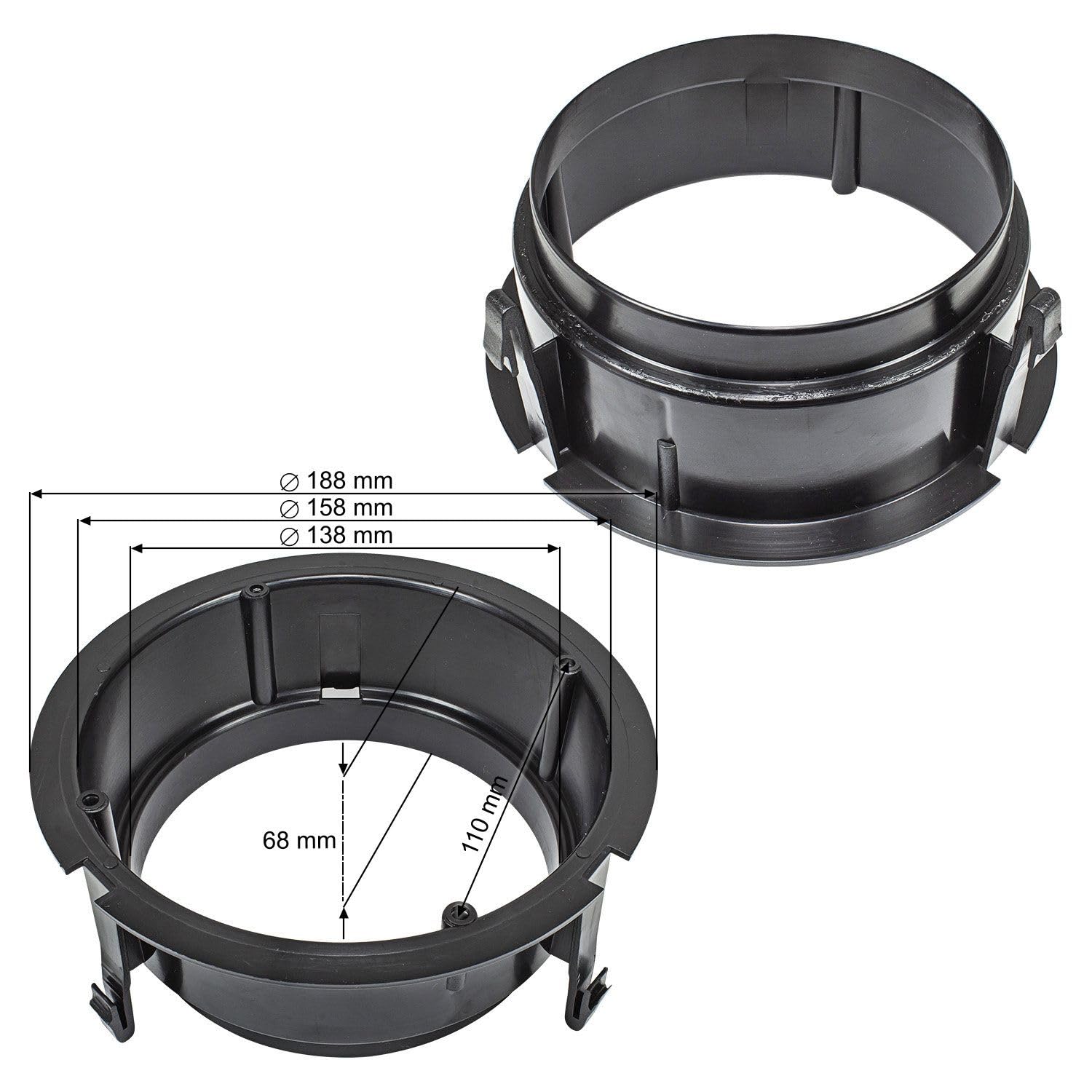tomzz Audio 2834-007 Anneaux de Haut-parleurs Adaptateurs Supports compatibles avec Mercedes Classe E W210 Tablette arrière pour Haut-parleurs DIN 165mm