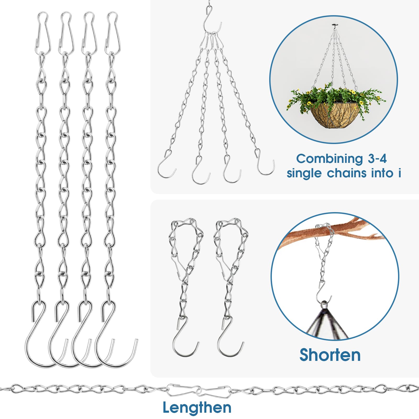 ハンキングセット Amazon.co.jp: ZEYIYER チェーン4本セット 植物吊り下げ用 9.4インチ