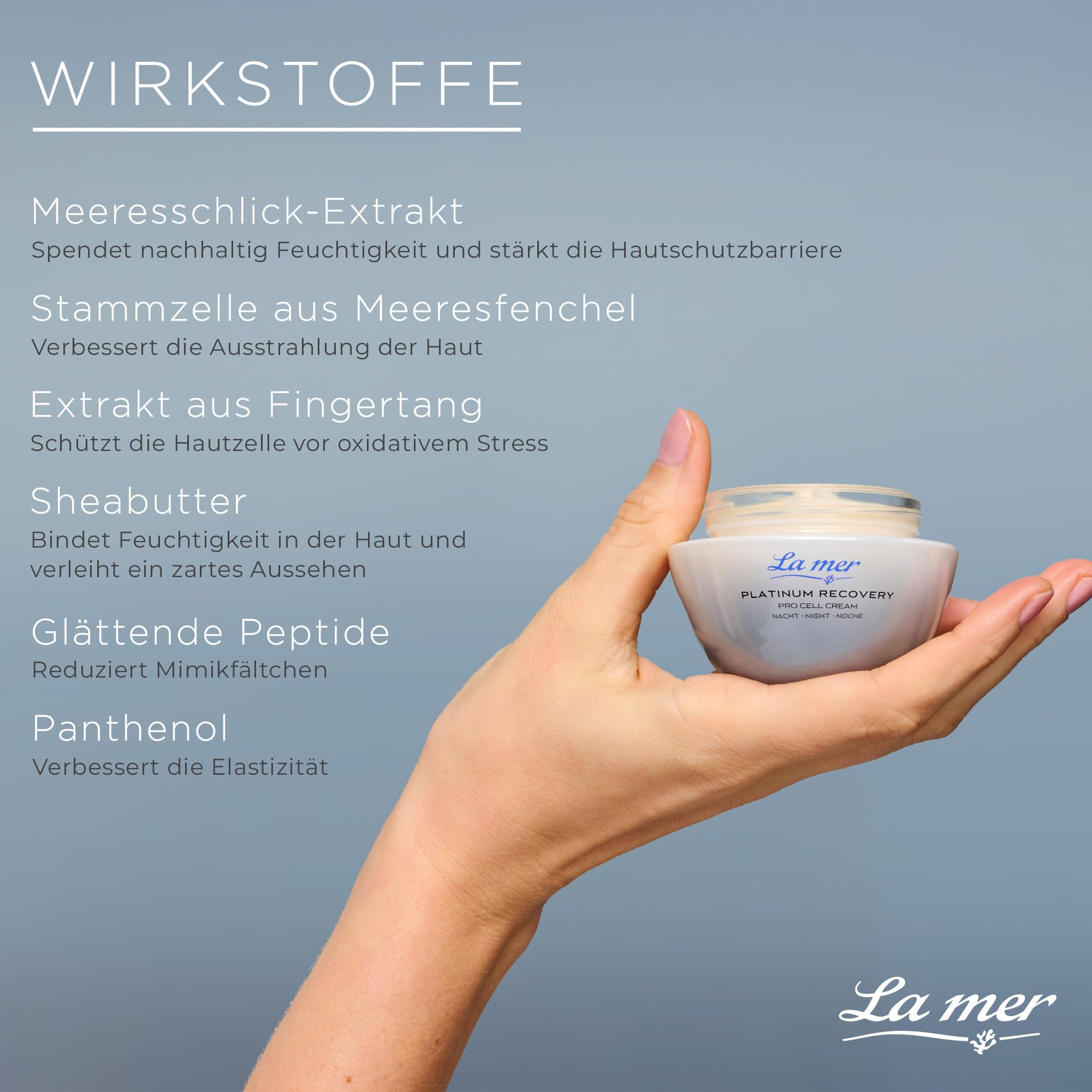 La mer Platinum Recovery Nachtcreme | Pro Cell Cream Nacht 50 ml | Regenerierende Anti-Aging Pflege mit glättenden Peptiden | Ohne unnötige Zusatzstoffe