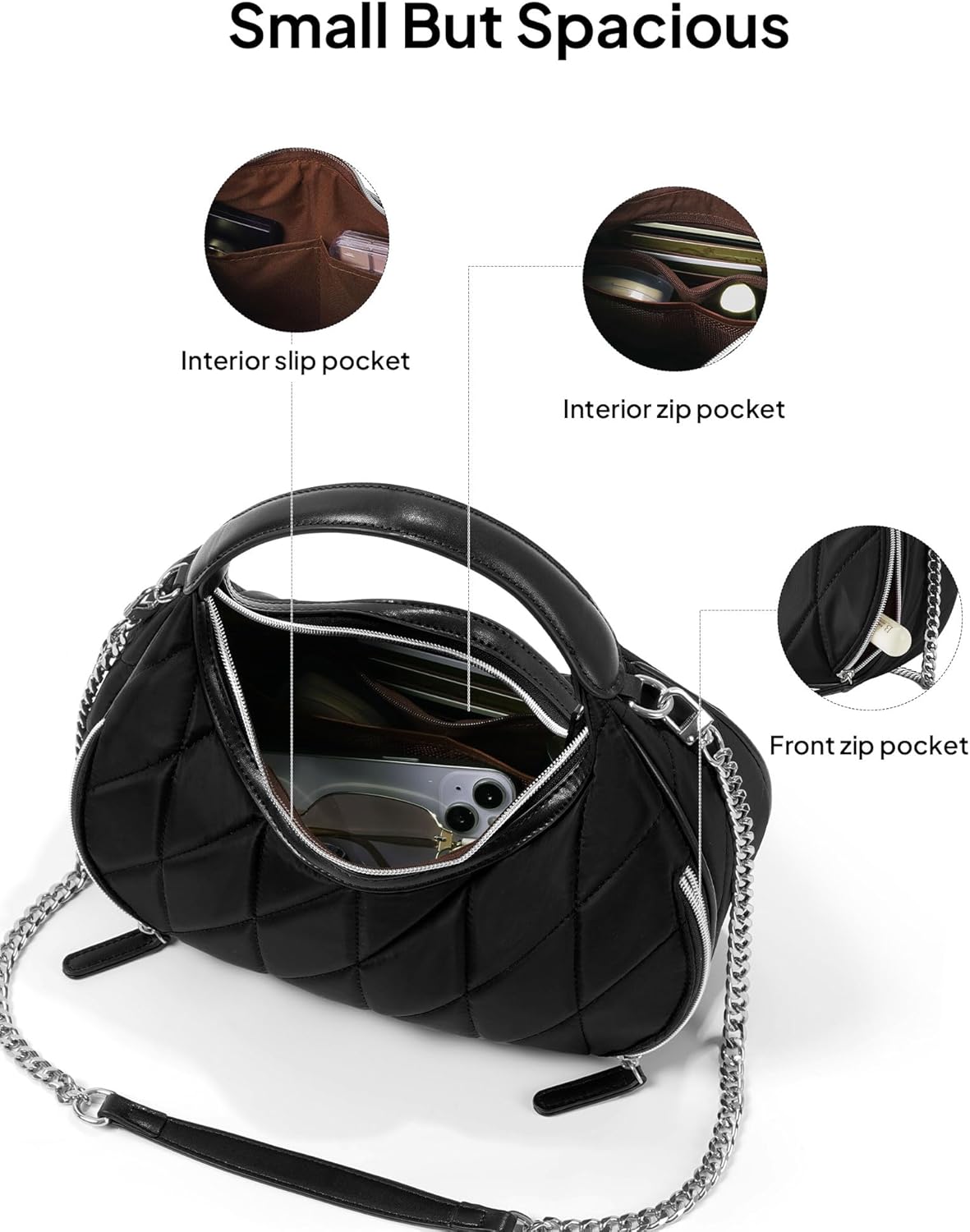 TOPEAST Crossbody Bag for Women Small Quilted Purse Anti-Theft Travel Shoulder Handbag with RFID Protection & Removable Strap
