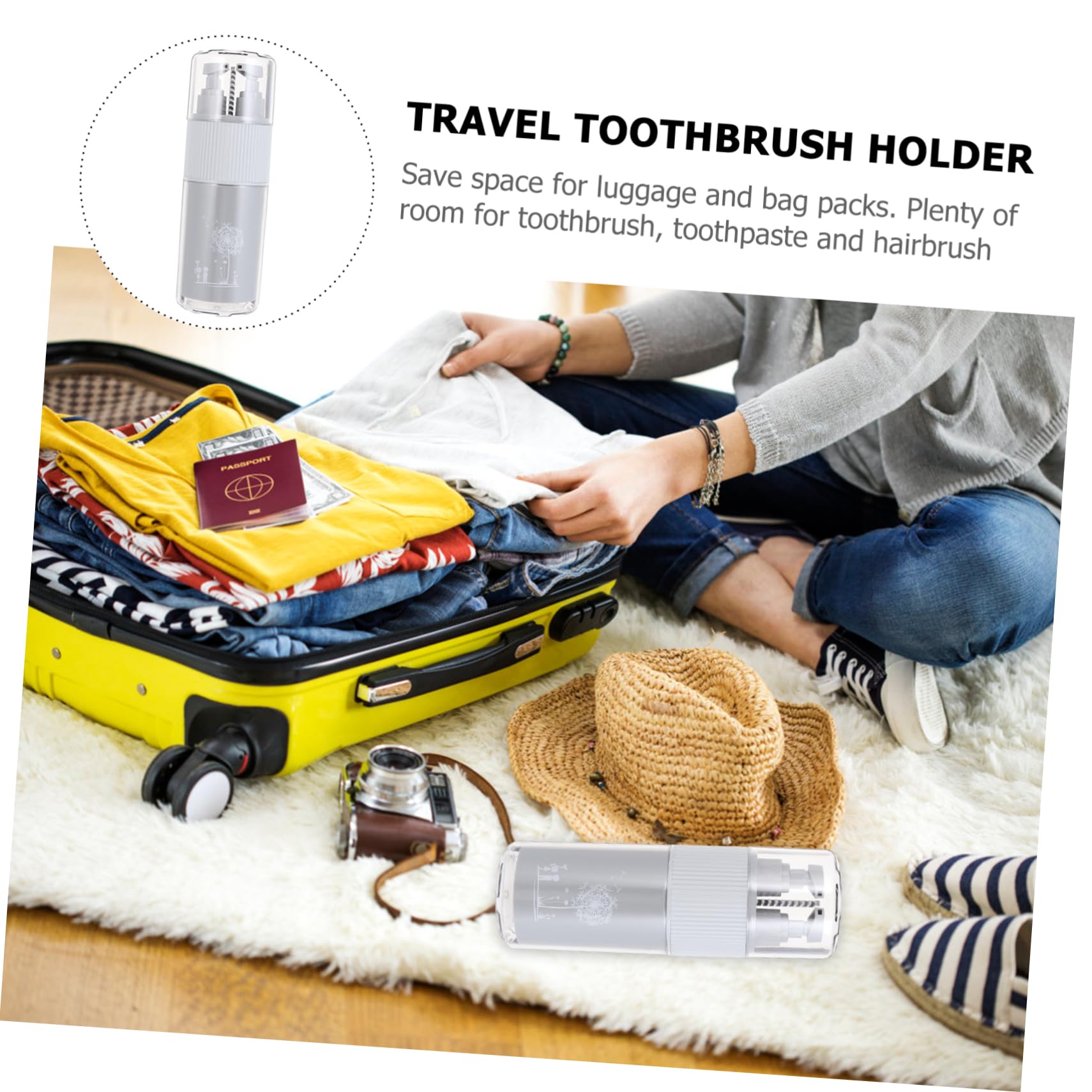 BESTYASH 2 Set Custodia Portatile Per Spazzolino E Bottiglie Per Lozione Organizer Viaggio Per Dentifricio E Spazzolino Elegante 5 Pezzi*2