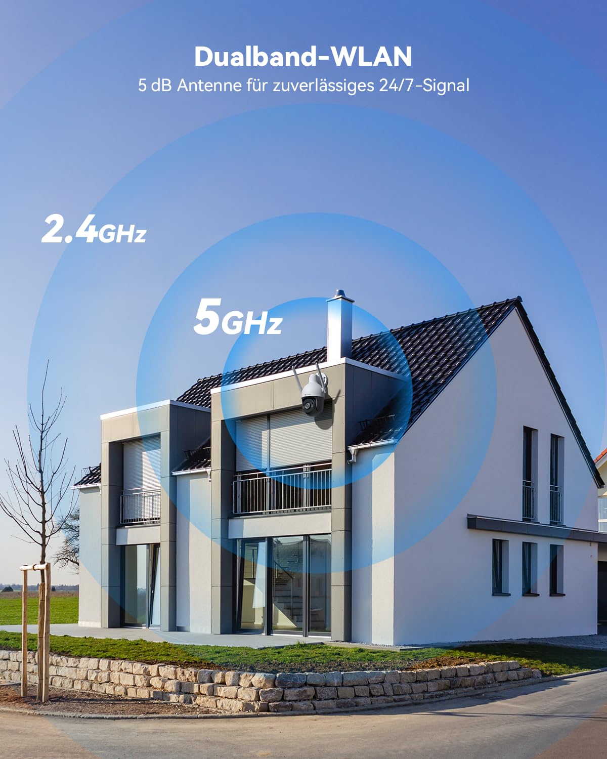 Ctronics 4K 8MP Überwachungskamera Aussen WLAN, PTZ Kamera Outdoor mit Personen/Fahrzeug/Tiererkennung & Auto-Tracking, 2,4/5GHz WLAN, 4K Farbnachtsicht, FTP&NVR, 256GB TF/Cloud/PC, IP66/Metal