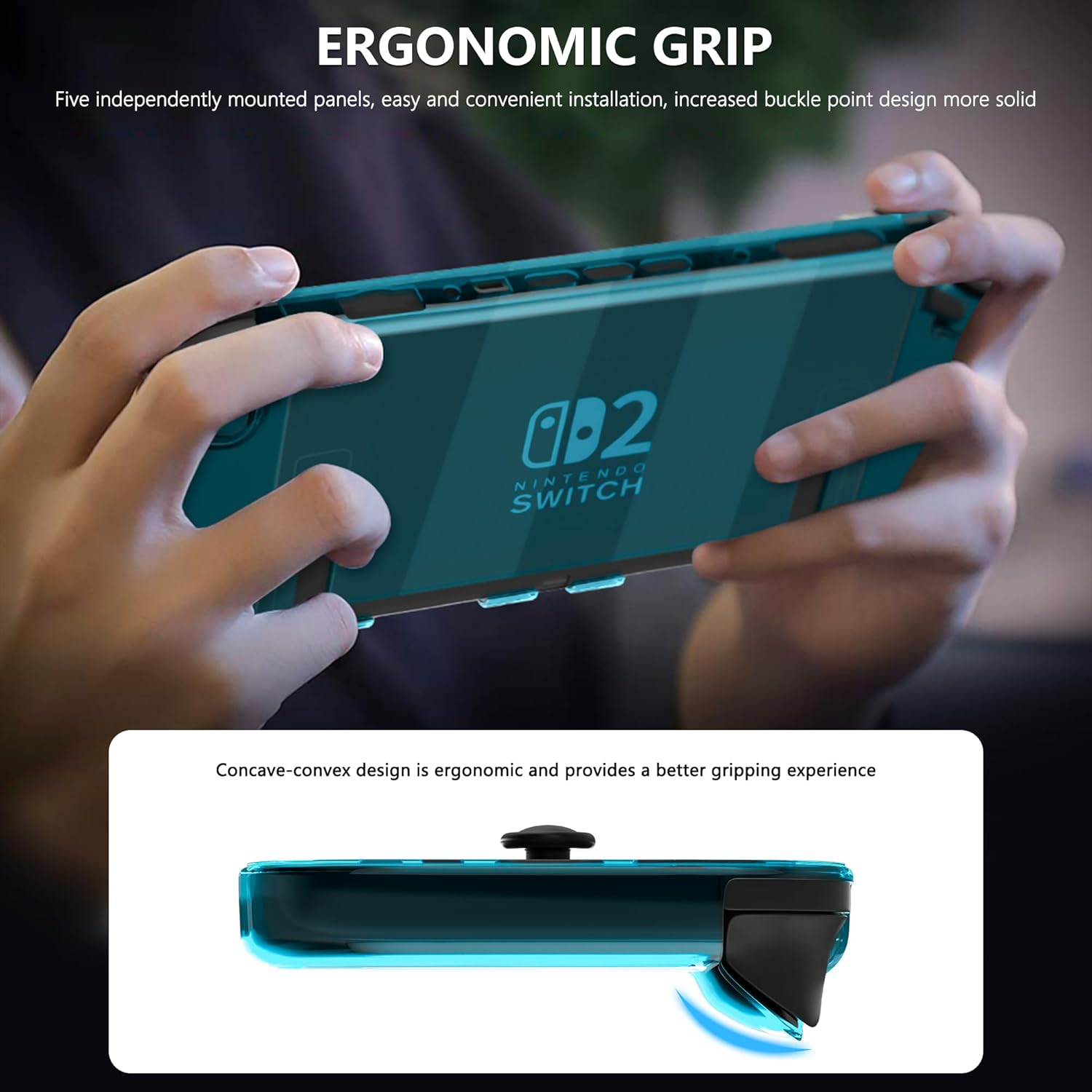 [Improved Easy Dockable Version] Clear Blue Case for Nintendo Switch 2, FANPL Protective Cover for Switch 2 and JoyCon Controller - Strong and Durable, Not Easy to Fall Off - Image 7