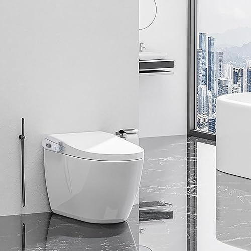 Miniatura 7 de UYXMTPY Asiento de inodoro con bidé electrónico alargado con control remoto inalámbrico, asientos de inodoro con calefacción, secador de aire