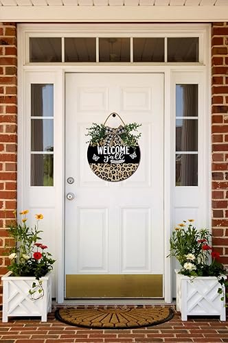 Miniatura 2 de Letrero redondo de madera para colgar en la puerta delantera, letrero de bienvenida de 12 pulgadas para puerta delantera, letrero de bienvenida de