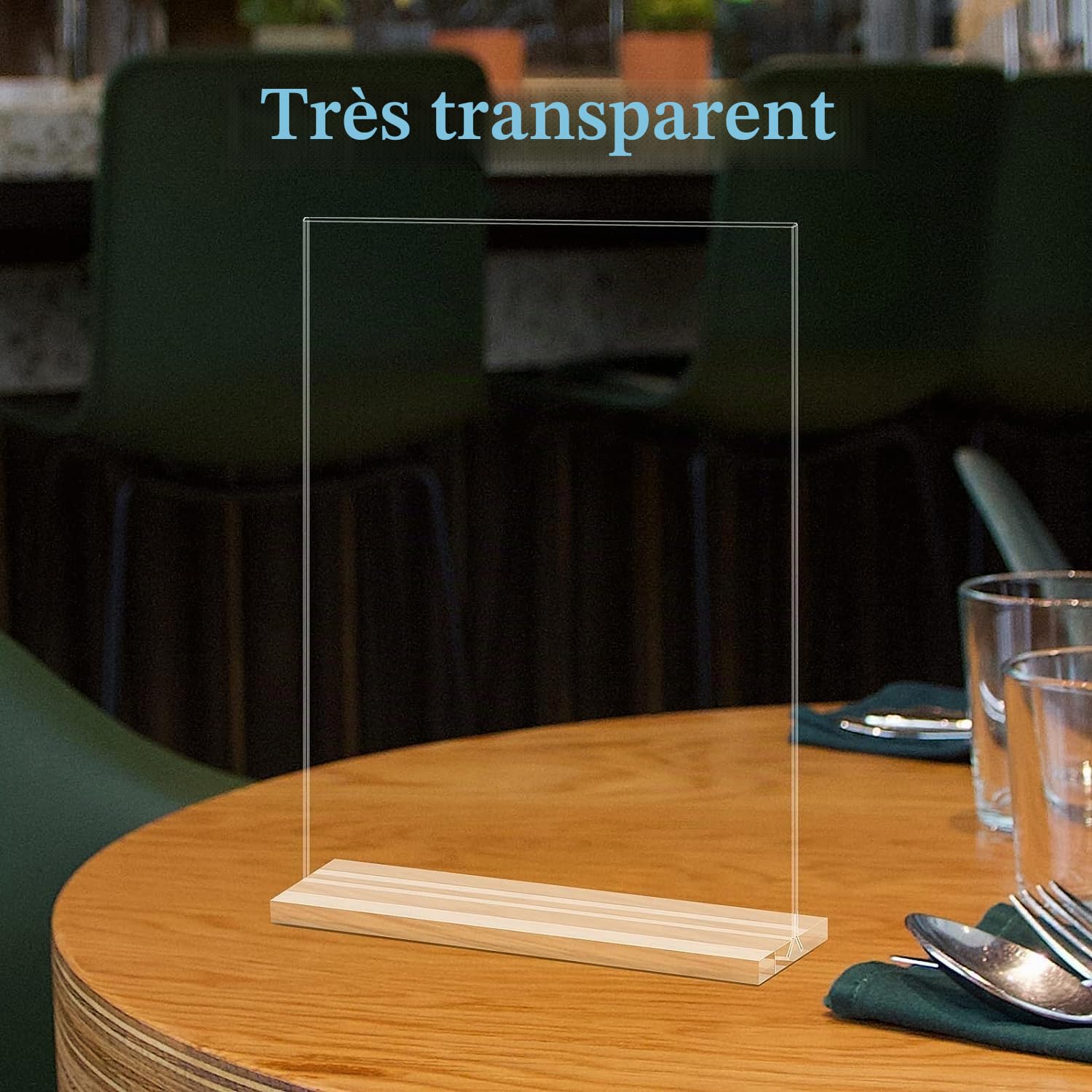 Lot de 12 Supports de A4 en Acrylique, Présentoir en Acrylique Transparent, En Forme de T - Présentoir de Menu de Table pour Restaurants, Bureaux, Magasins, Spectacles (Lot de 12 A4)