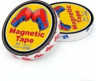 A+B Paired Magnetic Tape - Self Adhesive Magnet Strips for DIY Crafts, Fridge Closure, Whiteboard - Flexible AB Magnets Match to Use (0.5" x 5ft, 2 Pack)