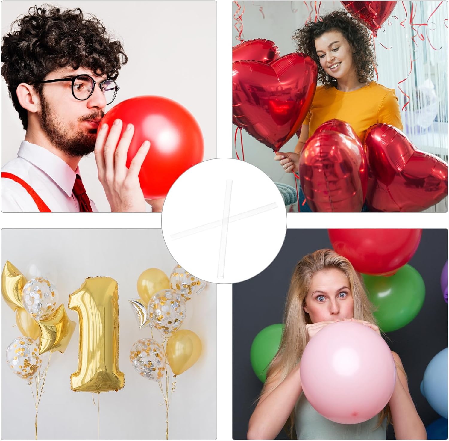 1600pcs Balloon Blowing Straws Party Supplies 8cm Aluminum Film Balloon Blower for Birthday Wedding Festival Accessories
