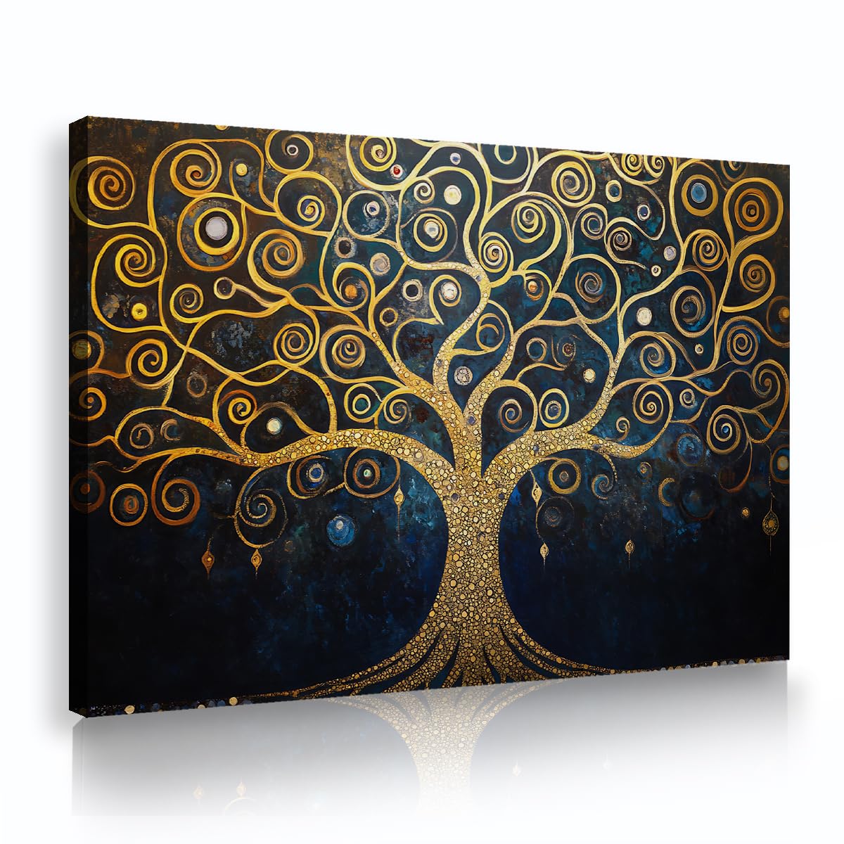 TOANGWALL Golden Curls Poster Whimsical Tree Painting Canvas Wall Art Geometric Pictures Abstract Botanical Artwork for Living Room Bedroom Decor 50x75cm