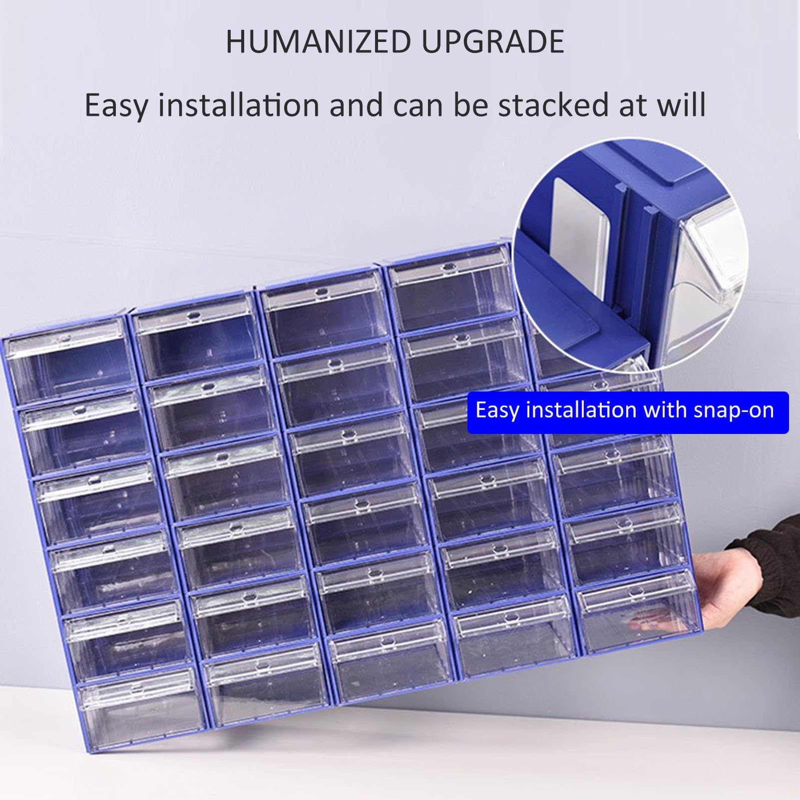 Organizador de Cajones Apilables ,Cuentas de Hardware Álbum de Recortes Manualidades Tuercas Pernos Caja de herramientas Cajones de almacenamiento Gabinete ,Caja de Componentes Modular para Garaje