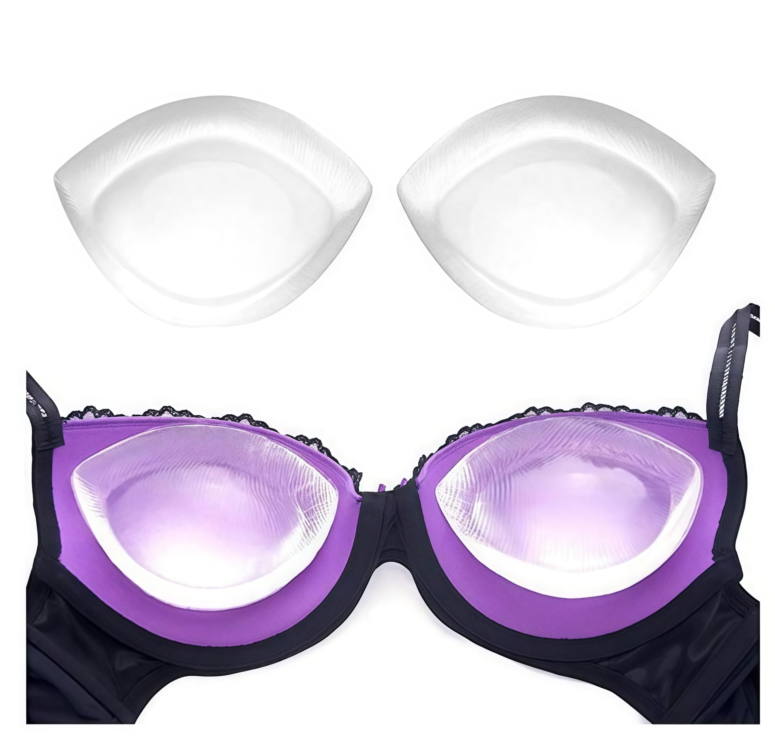 upstore 1 Pair Clear Women Gel Bra Insert Push-up Enhancer Breast Molding Pads for Swimsuit and Bikini-picture-38