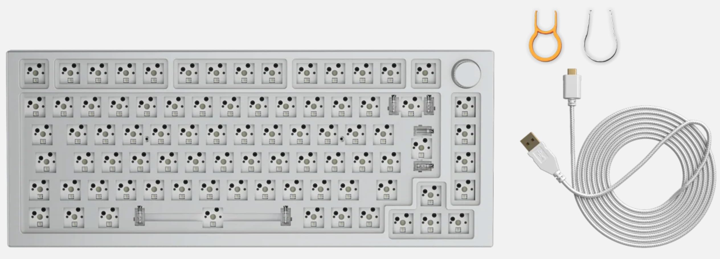 GLORIOUS Gaming GMMK PRO 75% Barebones (tylko obudowa) – modułowa, gamingowa klawiatura mechaniczna, TKL, obudowa 1,5 kg, konfigurowalna, przełączników z 5 bolcami, układ międzynarodowy/ISO - Biały