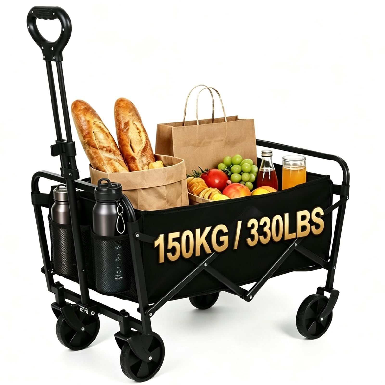 TEOV 90L Foldable Festival Trolley on Wheels, Lightweight Collapsible Cart