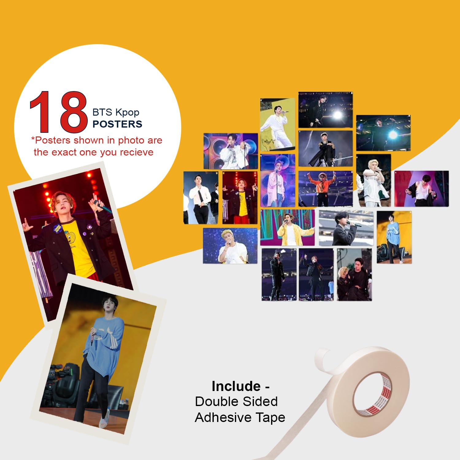 ATEVON BTS K-Pop Mini Poster Set – Pack of 18 Wall Posters (4x6