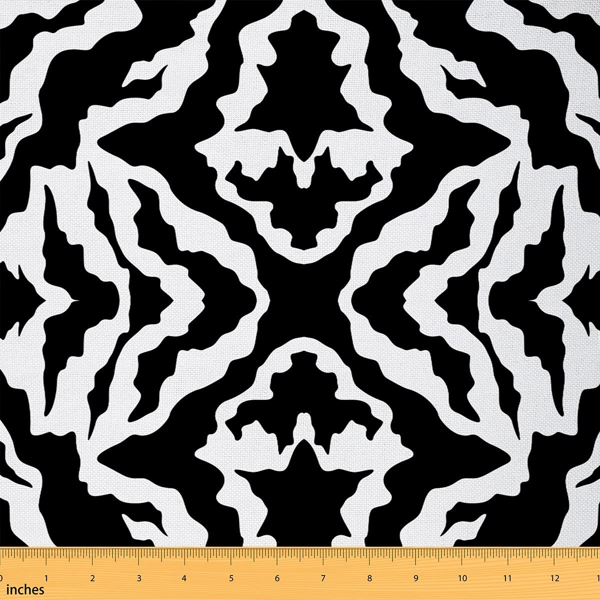 Abstract Stripes Fabric by The Yard Black White Geometric Exotic Pattern Print Fabric for Craft Art Lovers Western Modern Jungle Style Fabric for Room Decor and DIY Upholstery 1 Yard