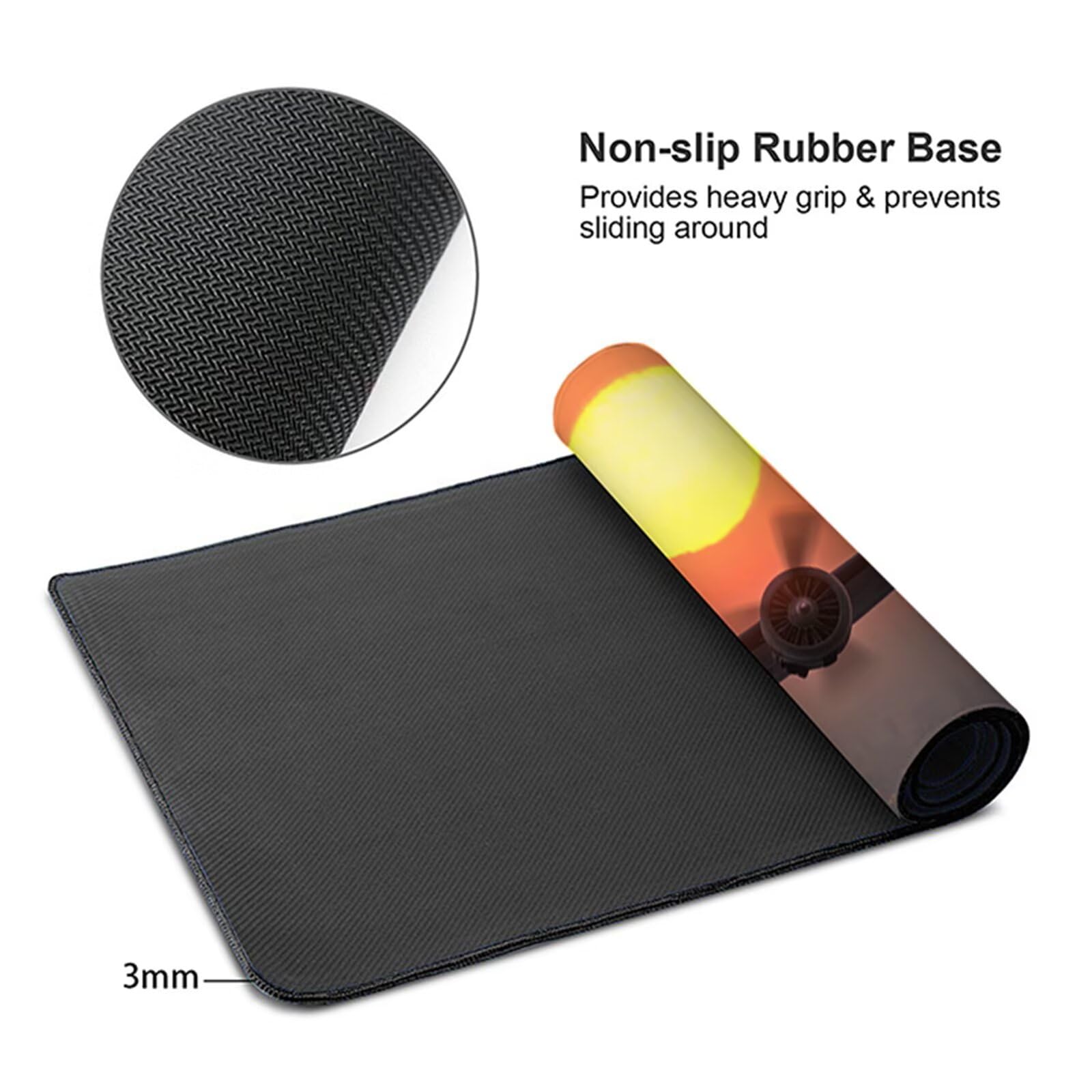 Tappetino Mouse Aereo, Tappetino Mouse XXL 1600x800x3mm, Mousepad Gaming Accessori Scrivania, Sottomano Scrivania con Base in Gomma Antiscivolo, Ufficio Accessori, per Ufficio, Gaming, Giallo 3-5589