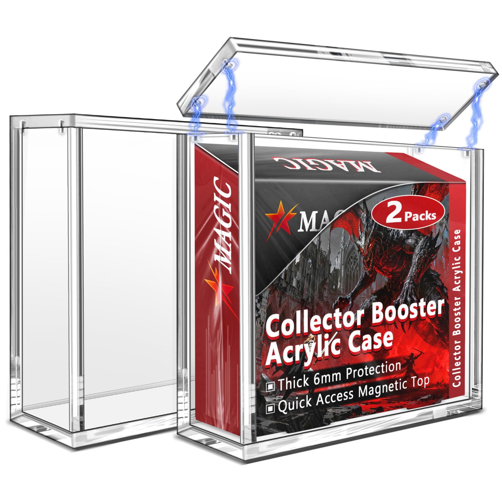 Amazon.com: Kevenal MTG Collector Booster Box Case, Premium Magnetic  Display for Sealed Magic Trading Card Boxes, 6mm Acrylic with Strong Seal,  UV-Protection & Scratch-Resistant (2 PCS) : Toys & Games