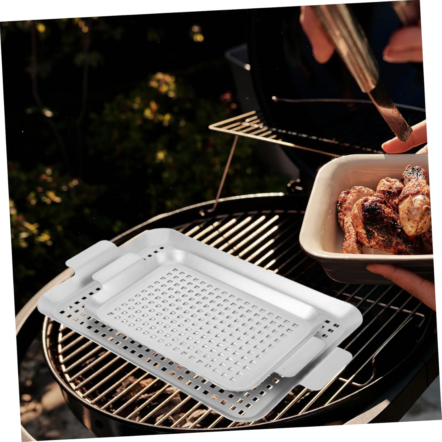 BESPORTBLE 1set Multi-function Outdoor Griddle for Grill Topper Bbq Grill Pan Fat Draining Design Griddle Plate for Stove Oven Baking Set